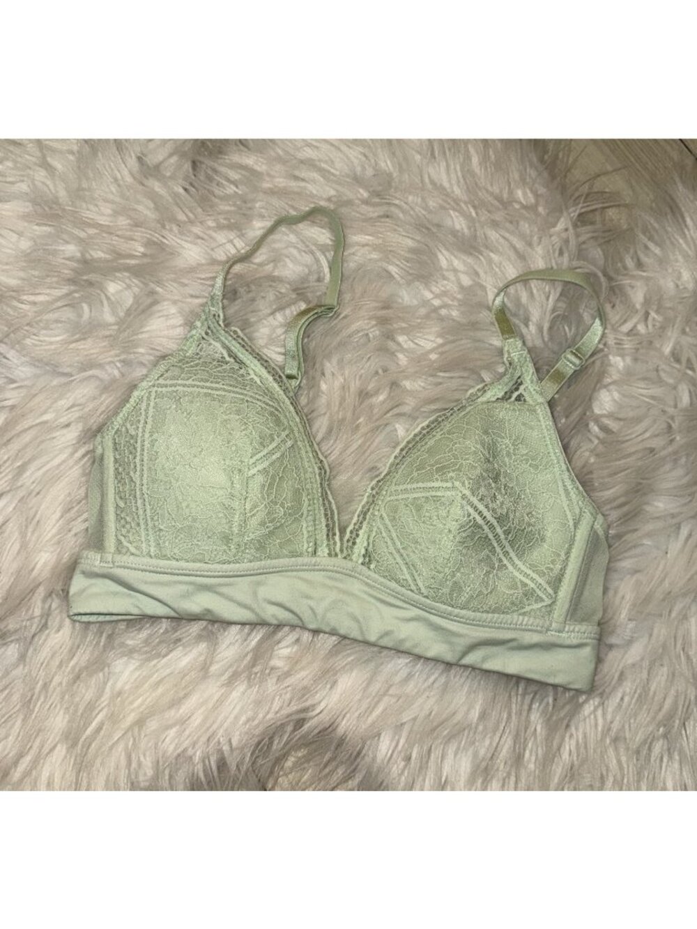 Auden Lightly Lined Bralette Bra Lace Wire Free Womens XS XSmall Mint Green